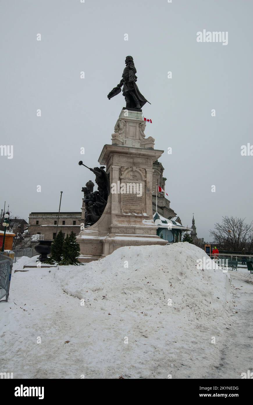 Statua di Samuel de Champlain a Quebec City Foto Stock