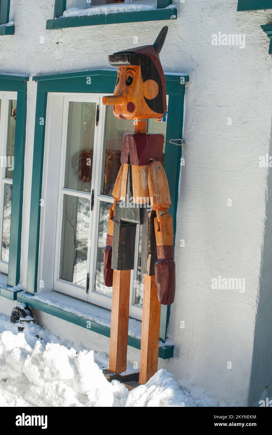 Statua di Pinocchio nel Petit Champlain di Quebec City Foto Stock