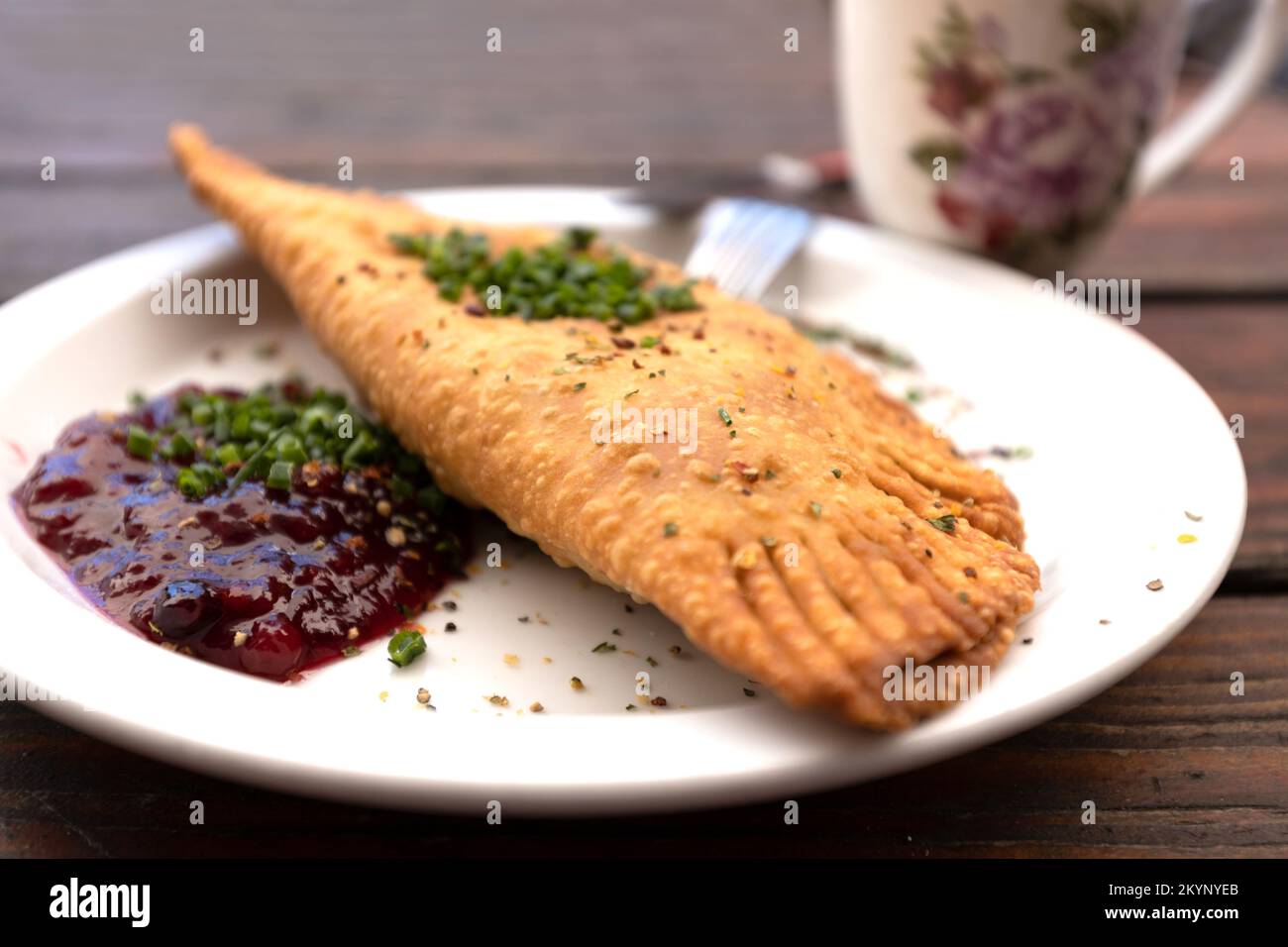 appetitosa focaccia con marmellata di mirtilli Foto Stock