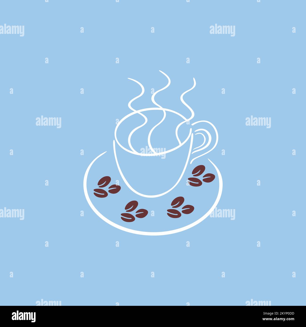 Creative Line ART, icona vettoriale della tazza da caffè con sfondo Illustrazione Vettoriale