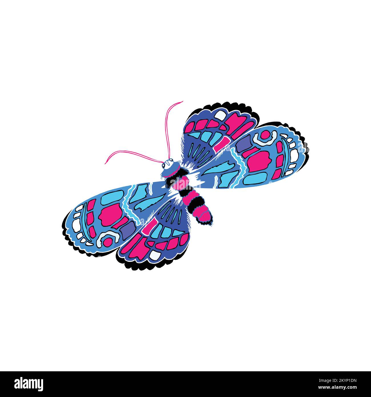 Icona a forma di logo a forma di farfalla colorata su sfondo bianco Illustrazione Vettoriale