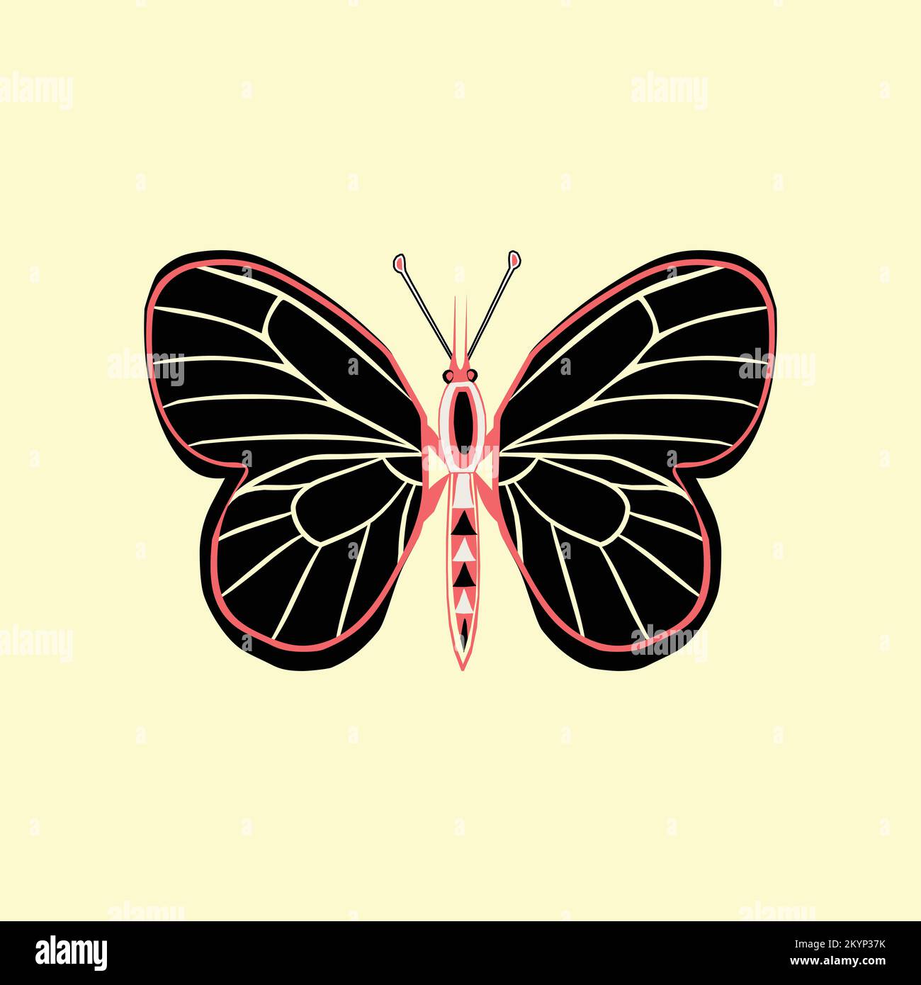 Modello a farfalla con silhouette di logotipo su uno sfondo Illustrazione Vettoriale