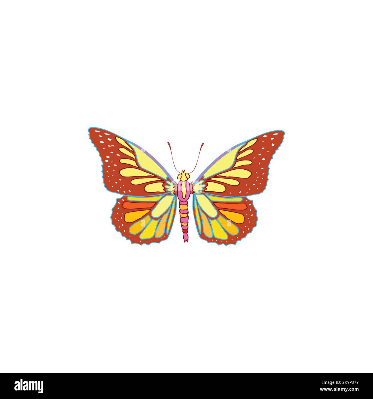 Modello vettoriale farfalla Monarch con sfondo bianco Illustrazione Vettoriale