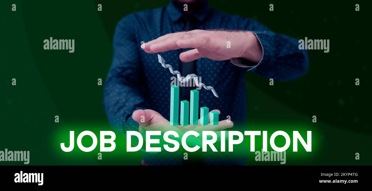 Descrizione lavoro scrittura a mano. Concetto di Internet Un documento che descrive le responsabilità di una posizione Foto Stock