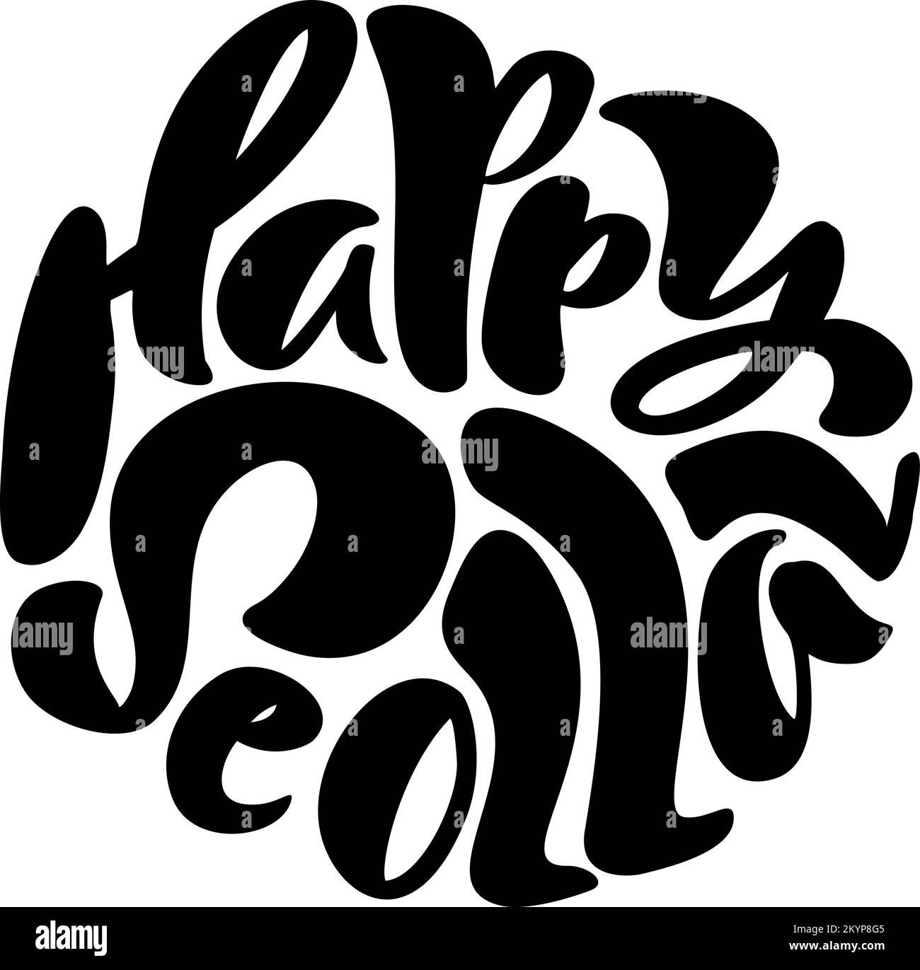 Testo calligrafico scritto a mano Happy Seollal. Nuovo anno lunare coreano. Moderna scritta con inchiostro a spazzola. Design delle vacanze, poster tipografico delle celebrazioni Illustrazione Vettoriale