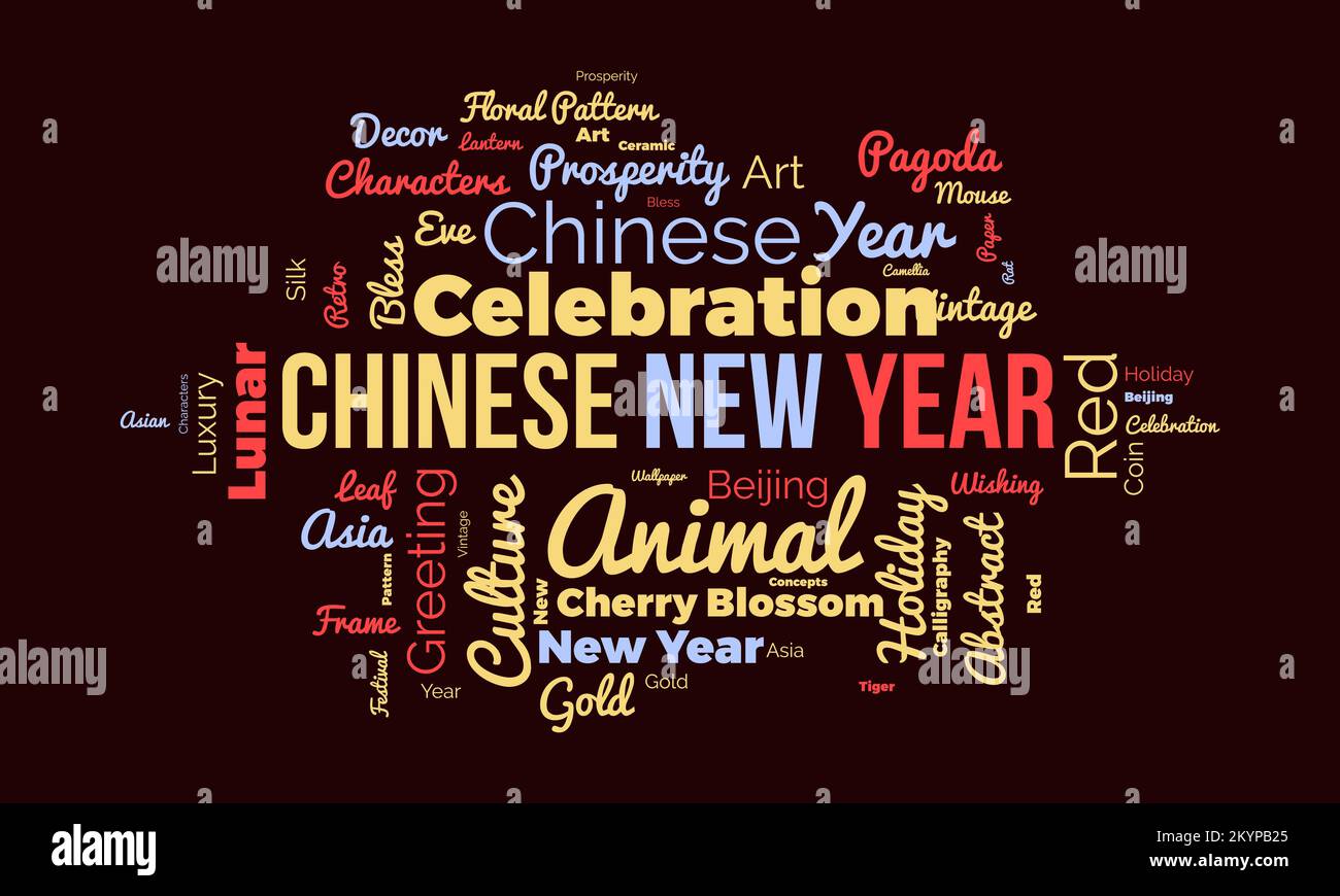 Il nuovo anno cinese mondo cloud background. Consapevolezza culturale concetto di disegno di illustrazione del vettore. Illustrazione Vettoriale