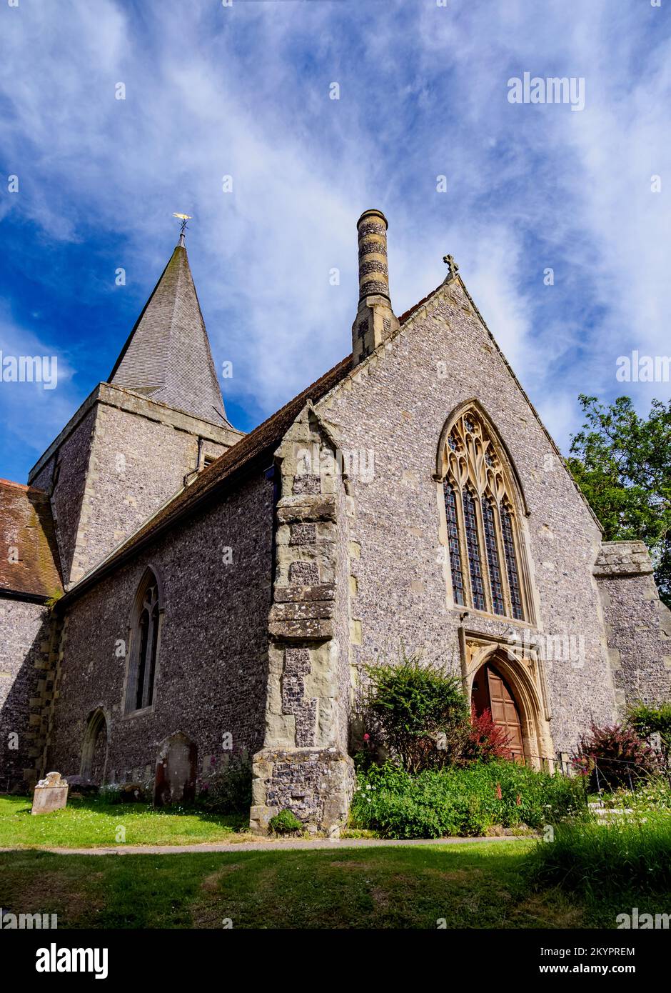 Chiesa di San Andrew, Alfriston, Wealden District, East Sussex, Inghilterra, Regno Unito Foto Stock