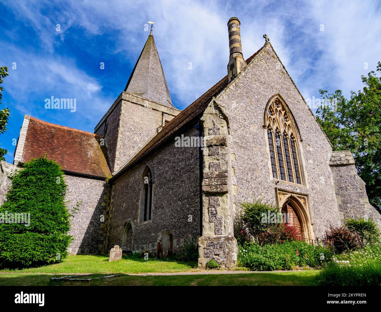 Chiesa di San Andrew, Alfriston, Wealden District, East Sussex, Inghilterra, Regno Unito Foto Stock