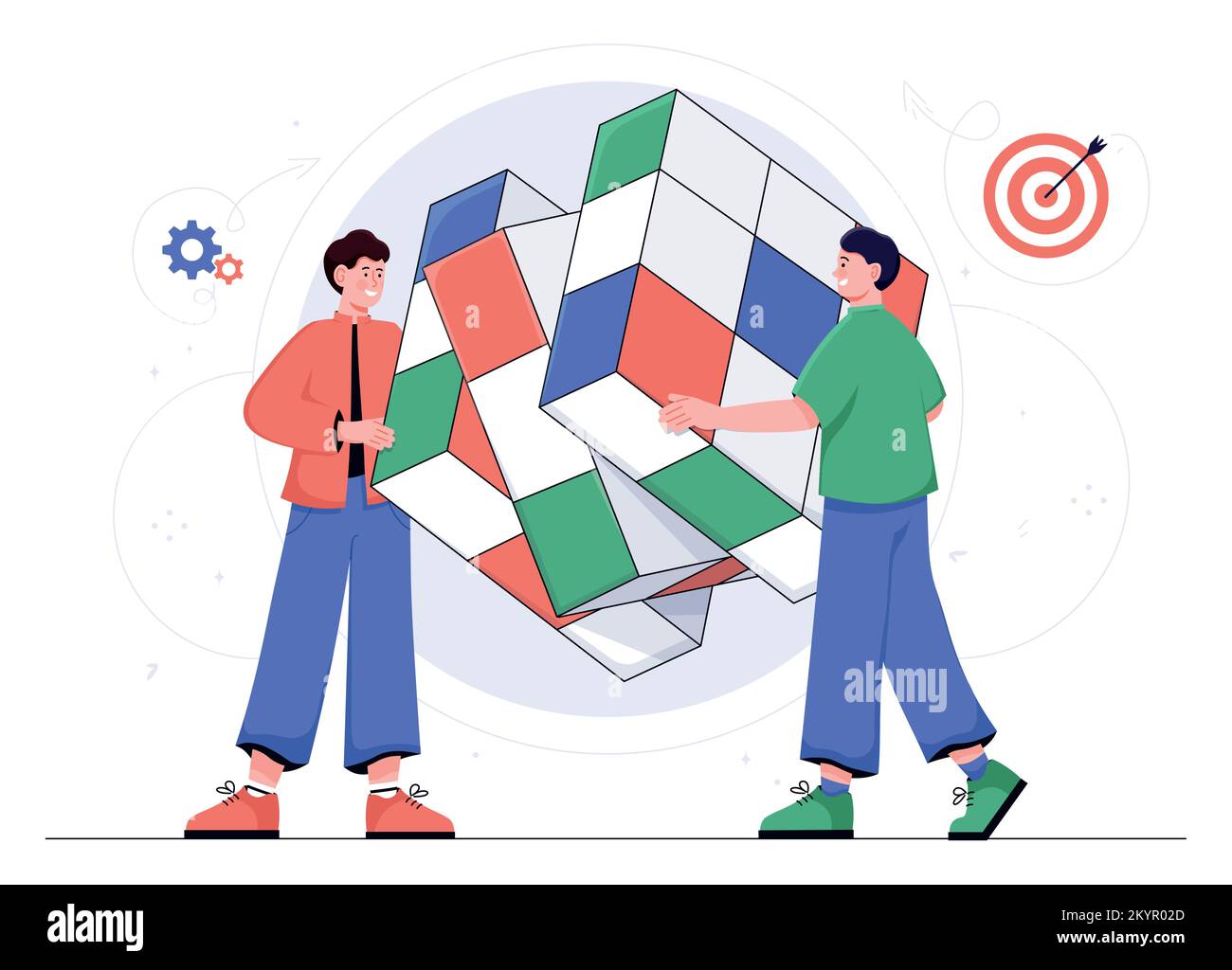 Rubiks Cube lavoro di squadra Illustrazione Vettoriale