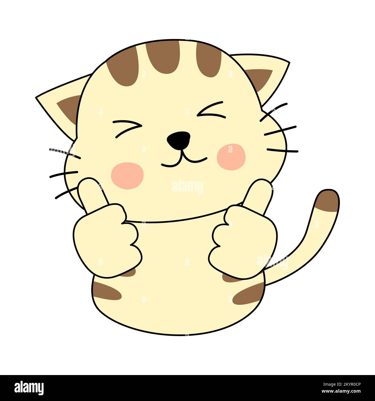 Clipart della versione cartoon di gatto in thumb up azione, illustrazione vettoriale Illustrazione Vettoriale