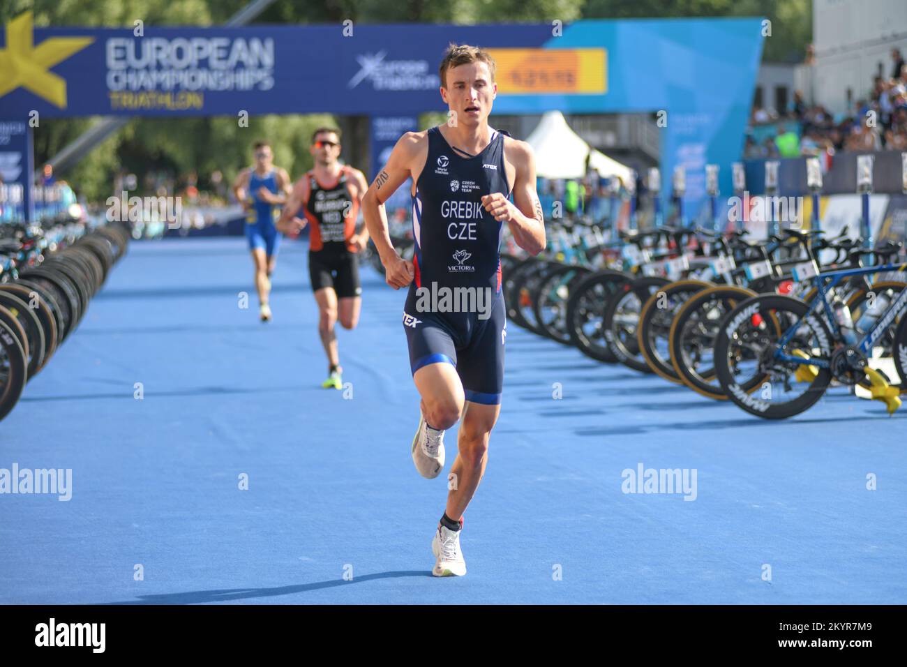 Radim Grebik (Repubblica Ceca). Triathlon uomini. Campionato europeo di Monaco 2022 Foto Stock