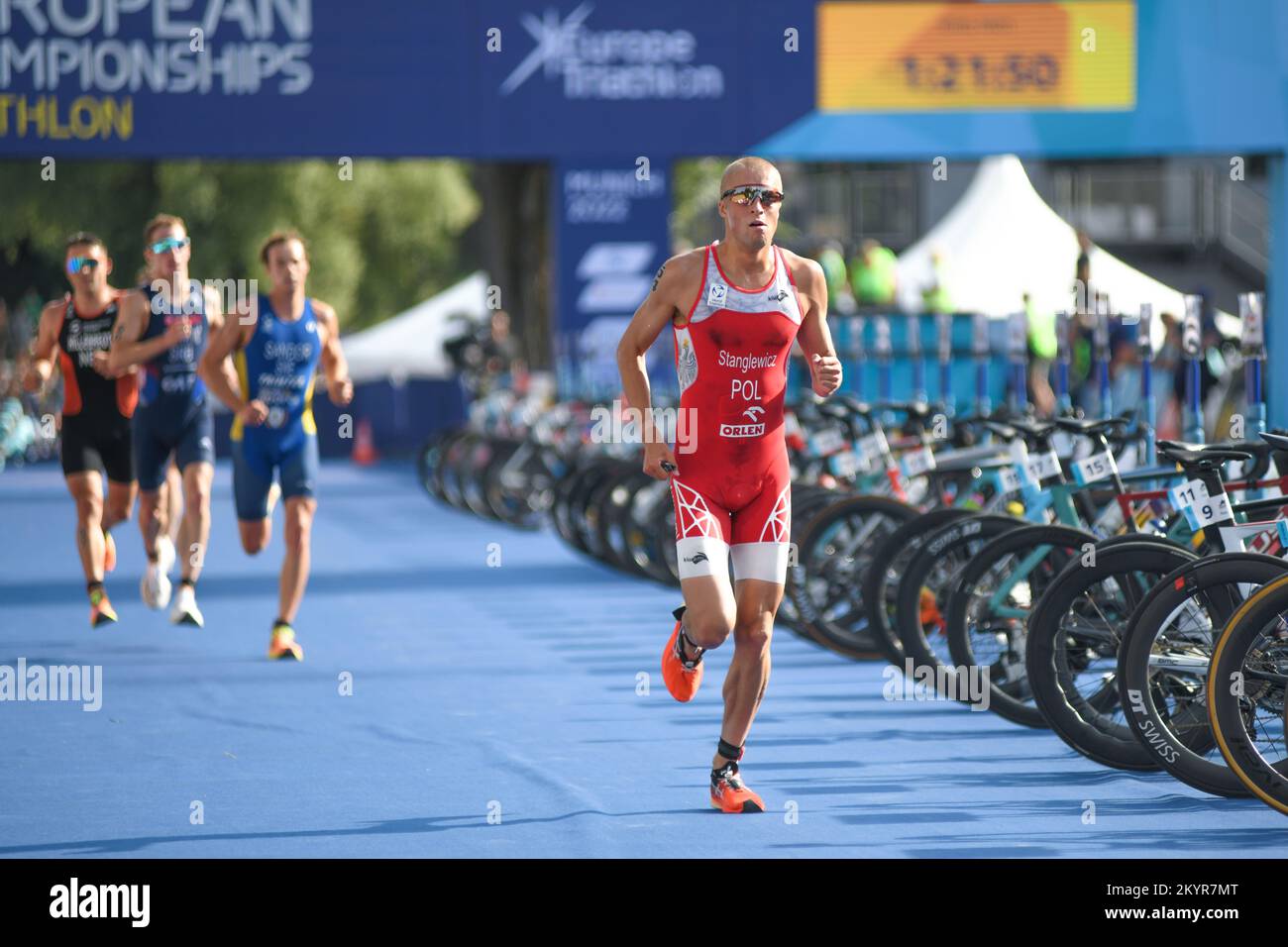 Marcin Stanglewicz (Polonia). Triathlon uomini. Campionato europeo di Monaco 2022 Foto Stock