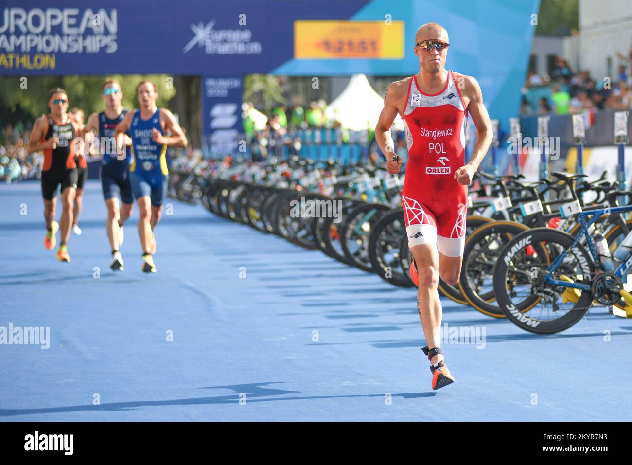 Marcin Stanglewicz (Polonia). Triathlon uomini. Campionato europeo di Monaco 2022 Foto Stock