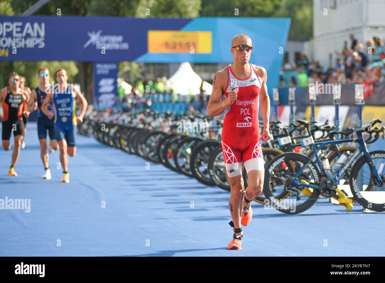 Marcin Stanglewicz (Polonia). Triathlon uomini. Campionato europeo di Monaco 2022 Foto Stock
