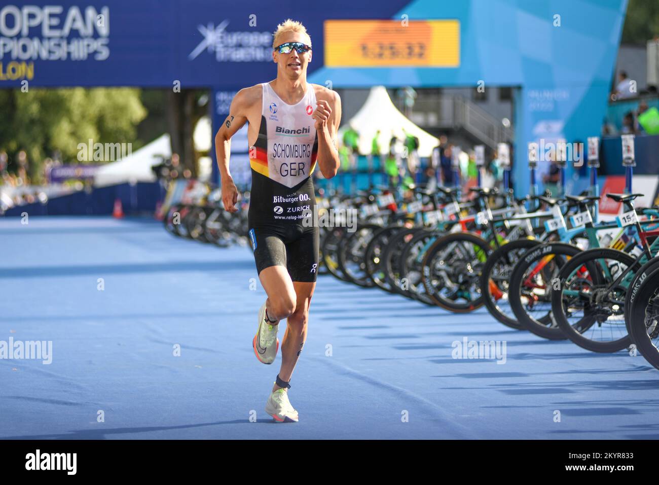 Jonas Schomburg (Germania). Triathlon uomini. Campionato europeo di Monaco 2022 Foto Stock