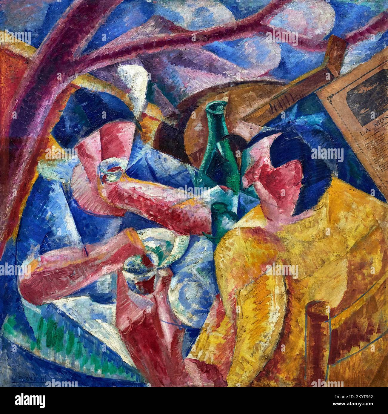 Sotto il pergolato a Napoli - olio e collage su tela - Umberto Boccioni - 1914 - Milano, Museo del Novecento Foto Stock