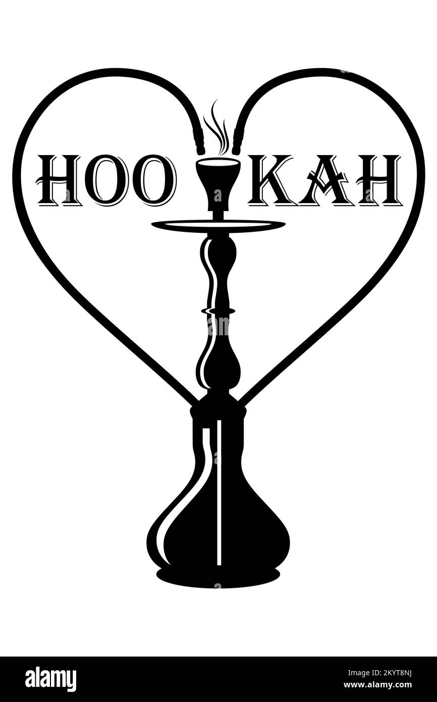 hookah per fumo di tabacco e illustrazione del vettore di rilassamento isolato su sfondo bianco Foto Stock