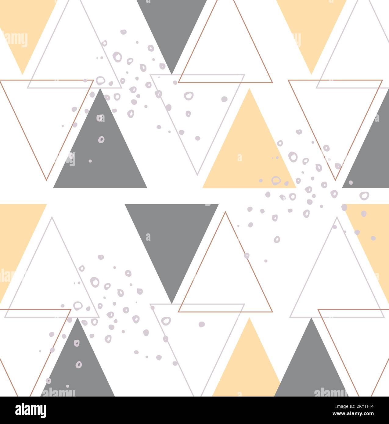 Ripetizione geometrica triangolare. Triangolo giallo grigio con bolle. Stile di meta' secolo, design retro Illustrazione Vettoriale Ripetizione geometrica triangolare. Triangolo giallo grigio con bolle. Stile di meta' secolo, design retro Illustrazione Vettoriale