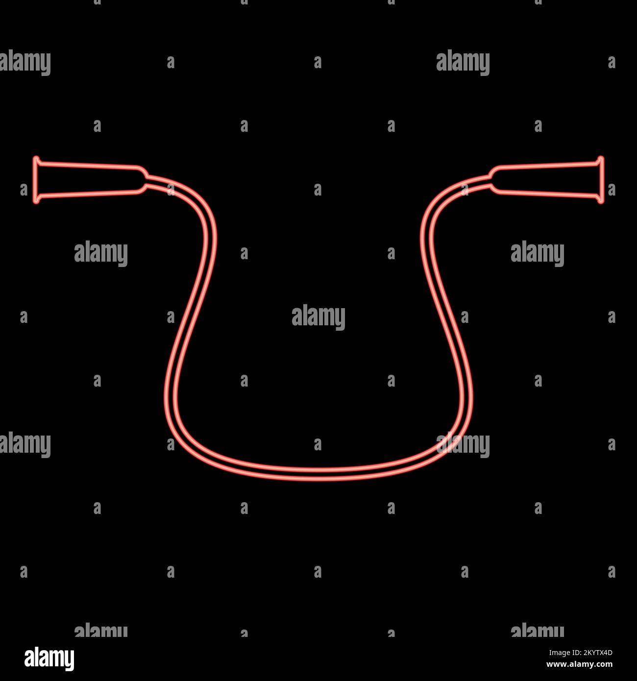 Neon jump corda per allenamento skipping corda per sport fitness iconred colore vettore illustrazione immagine piatto stile luce Illustrazione Vettoriale