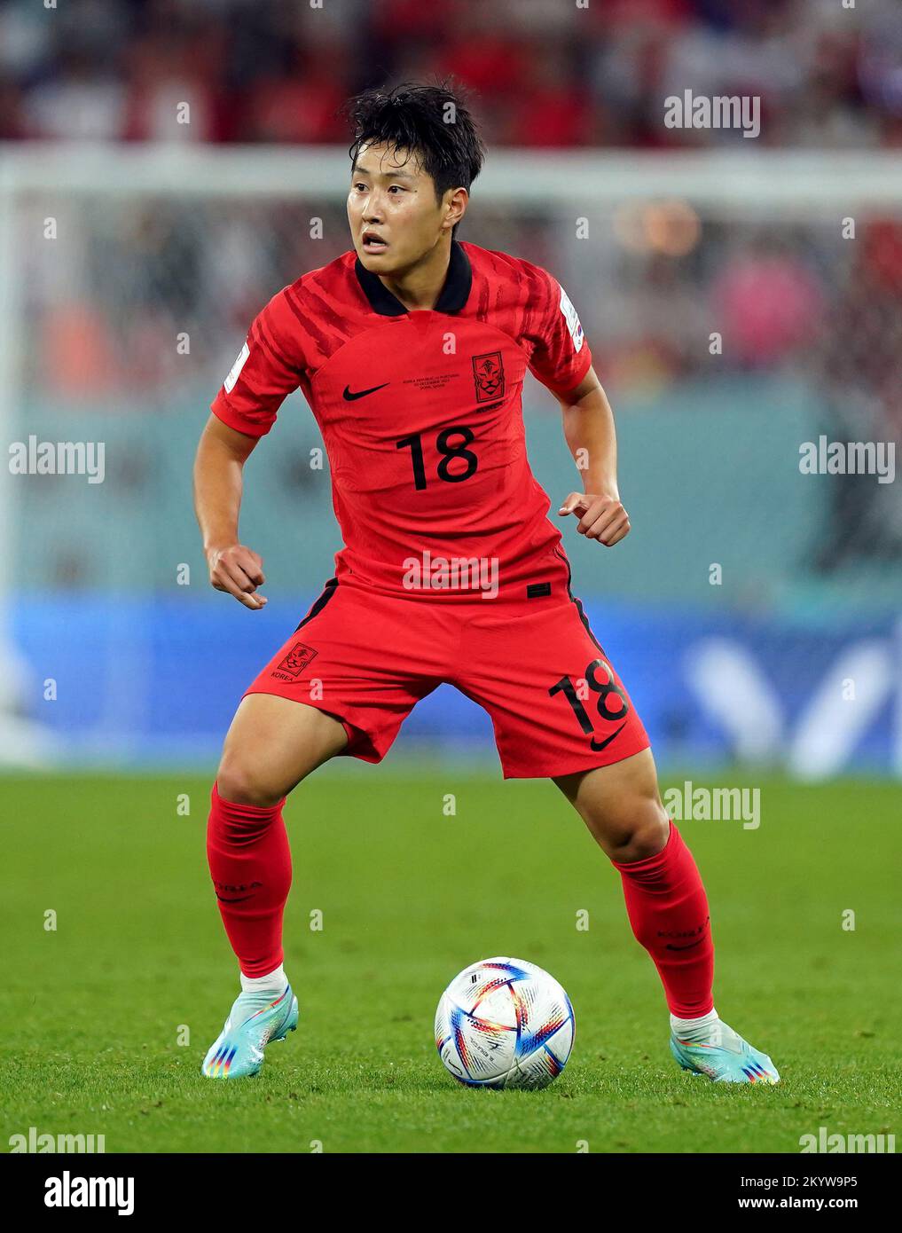 Lee Kang-in della Corea del Sud durante la partita di Coppa del mondo FIFA Group H allo stadio Education City di al-Rayyan, Qatar. Data immagine: Venerdì 2 dicembre 2022. Foto Stock