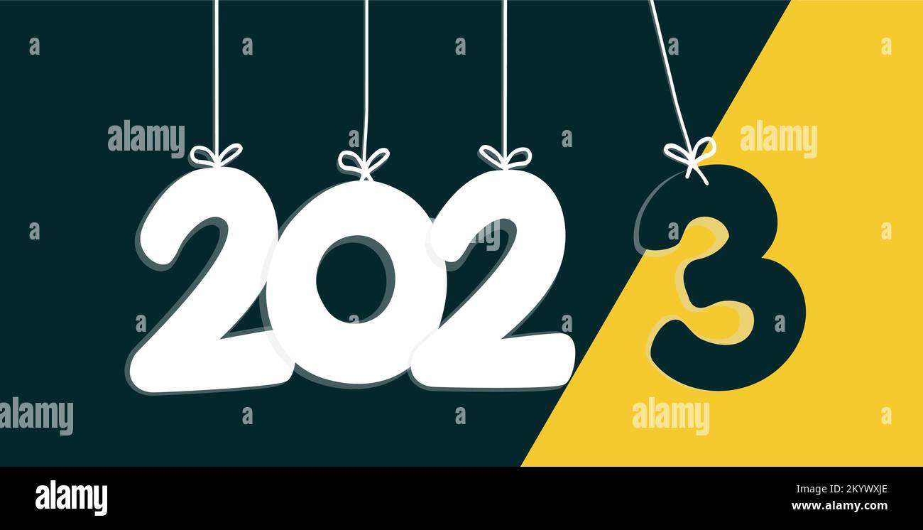 In attesa del concetto di business di pianificazione degli obiettivi 2023. Numeri 2023 appesi Illustrazione Vettoriale