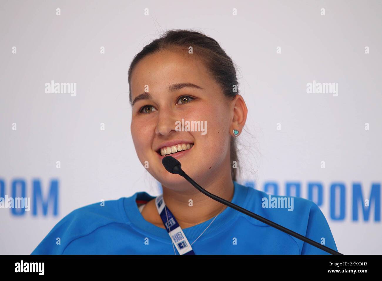 San Pietroburgo, Russia. 02nd Dec, 2022. Kamilla Rakhimova della Federazione Russa durante la conferenza stampa sui Trofei del Torneo Internazionale di Tennis della squadra del Nord Palmyra 2022. (Foto di Konstantinov/SOPA Image/Sipa USA) Credit: Sipa USA/Alamy Live News Foto Stock