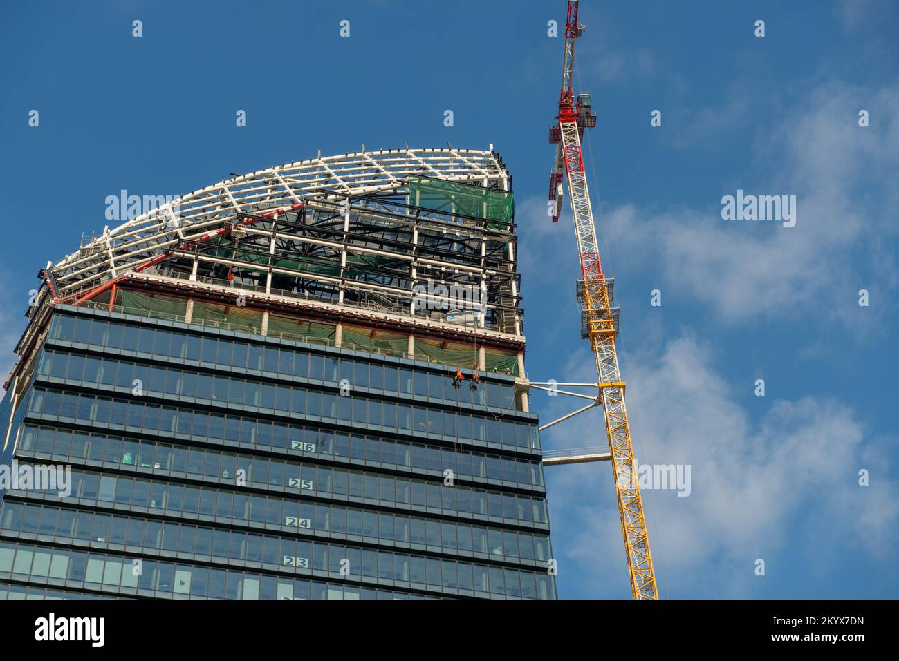 Milano Italia 4 dicembre 2019:Crane completamento del grattacielo la Torre Libeskind o Torre PwC che fa parte del progetto CityLife Foto Stock