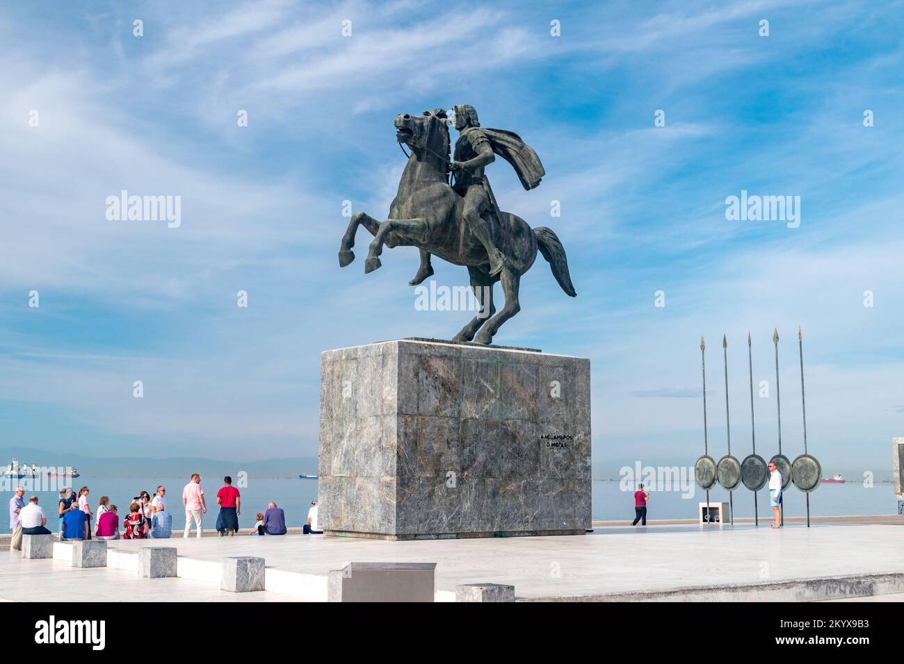 Salonicco, Grecia - 29 settembre 2022: Statua equestre di Alessandro III di Macedone, re dell'antico regno greco di Macedone. Foto Stock