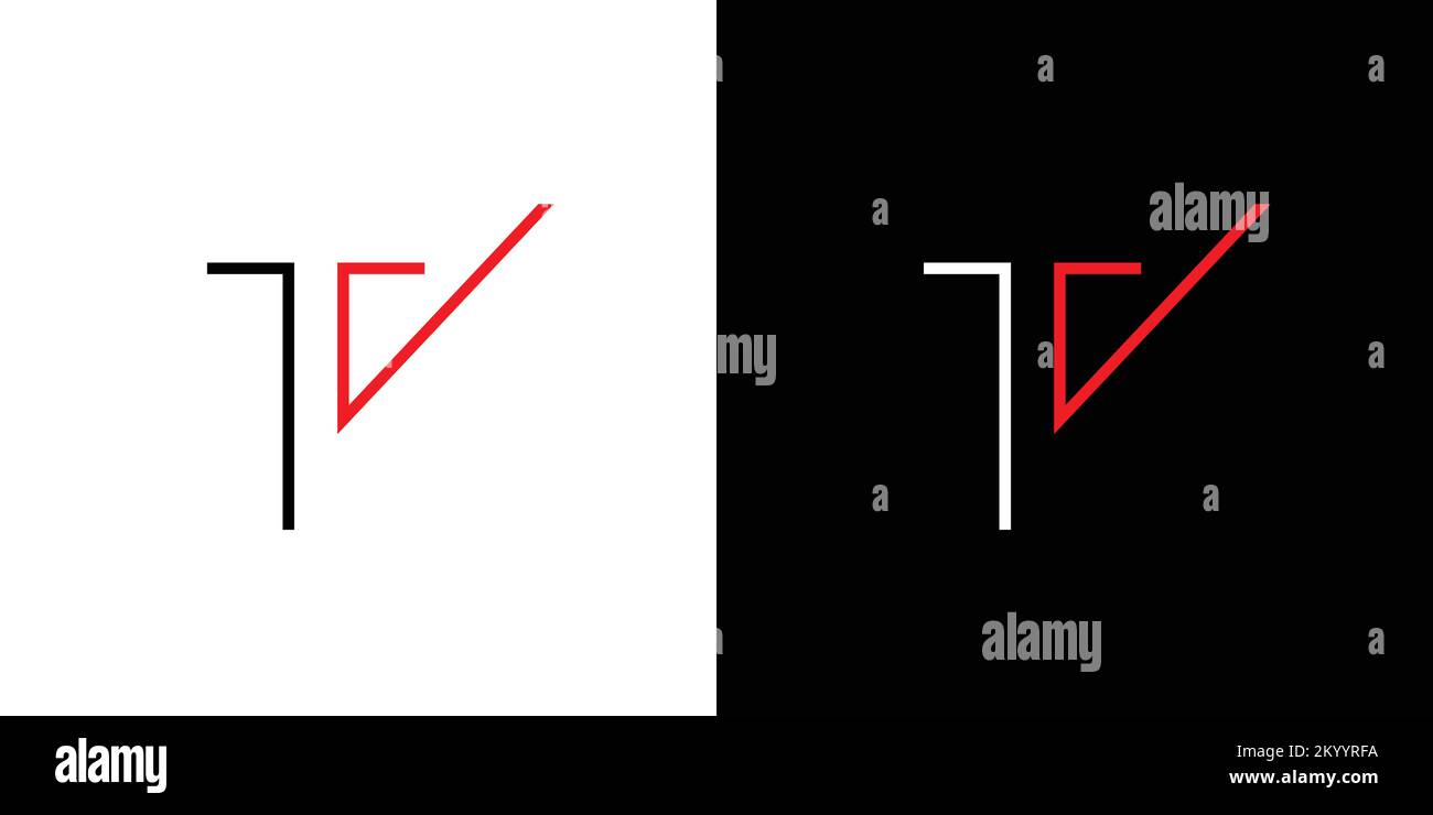 Semplice e moderno lettera TV iniziali logo design Illustrazione Vettoriale