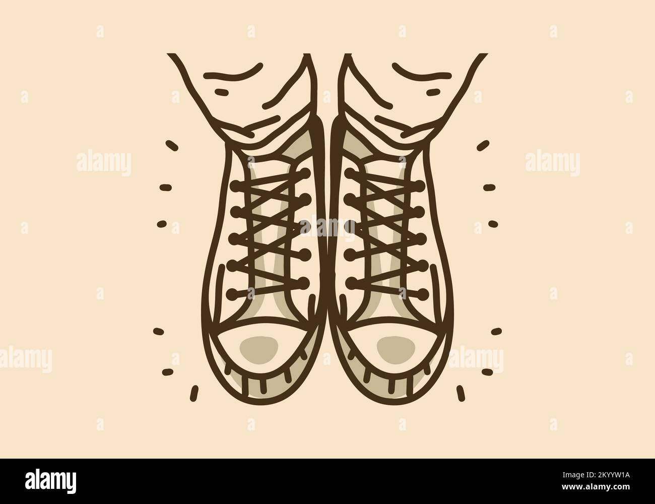 Illustrazione d'arte vintage delle scarpe in vista dall'alto Illustrazione Vettoriale