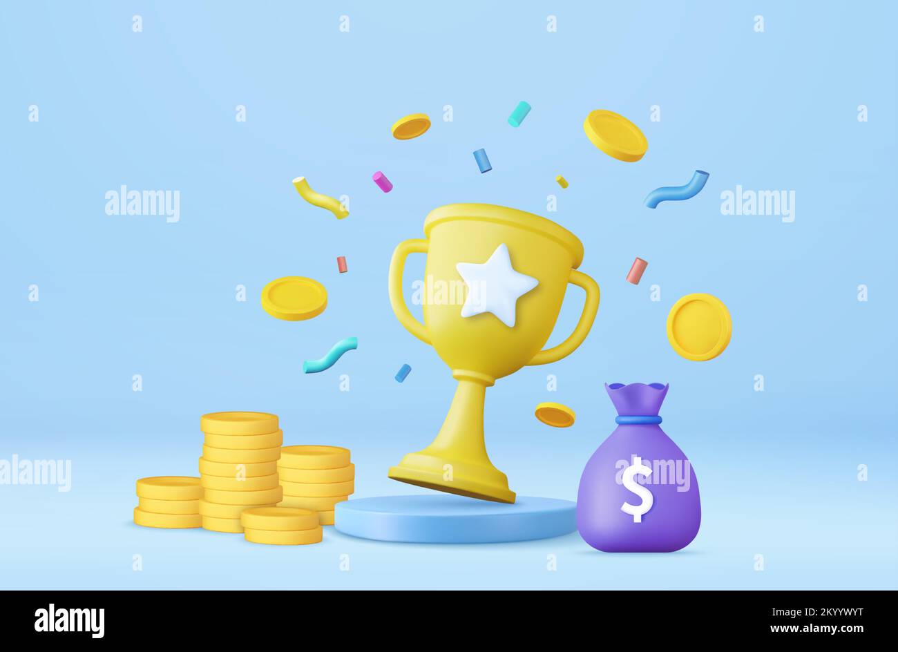 3d vincitori con coppa d'oro Illustrazione Vettoriale