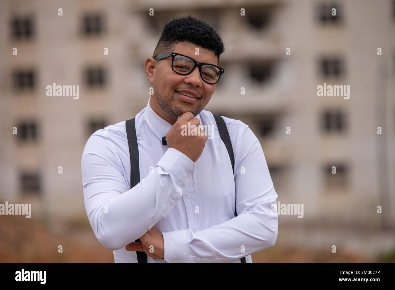 Primo piano ritratto di un giovane di stile Foto Stock