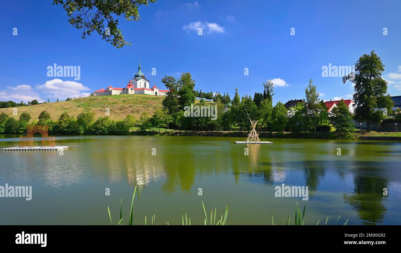 Pellegrinaggio Chiesa di San Giovanni Nepomucky su Zelena hora. Repubblica Ceca - Zdar nad Sazavou. Foto Stock