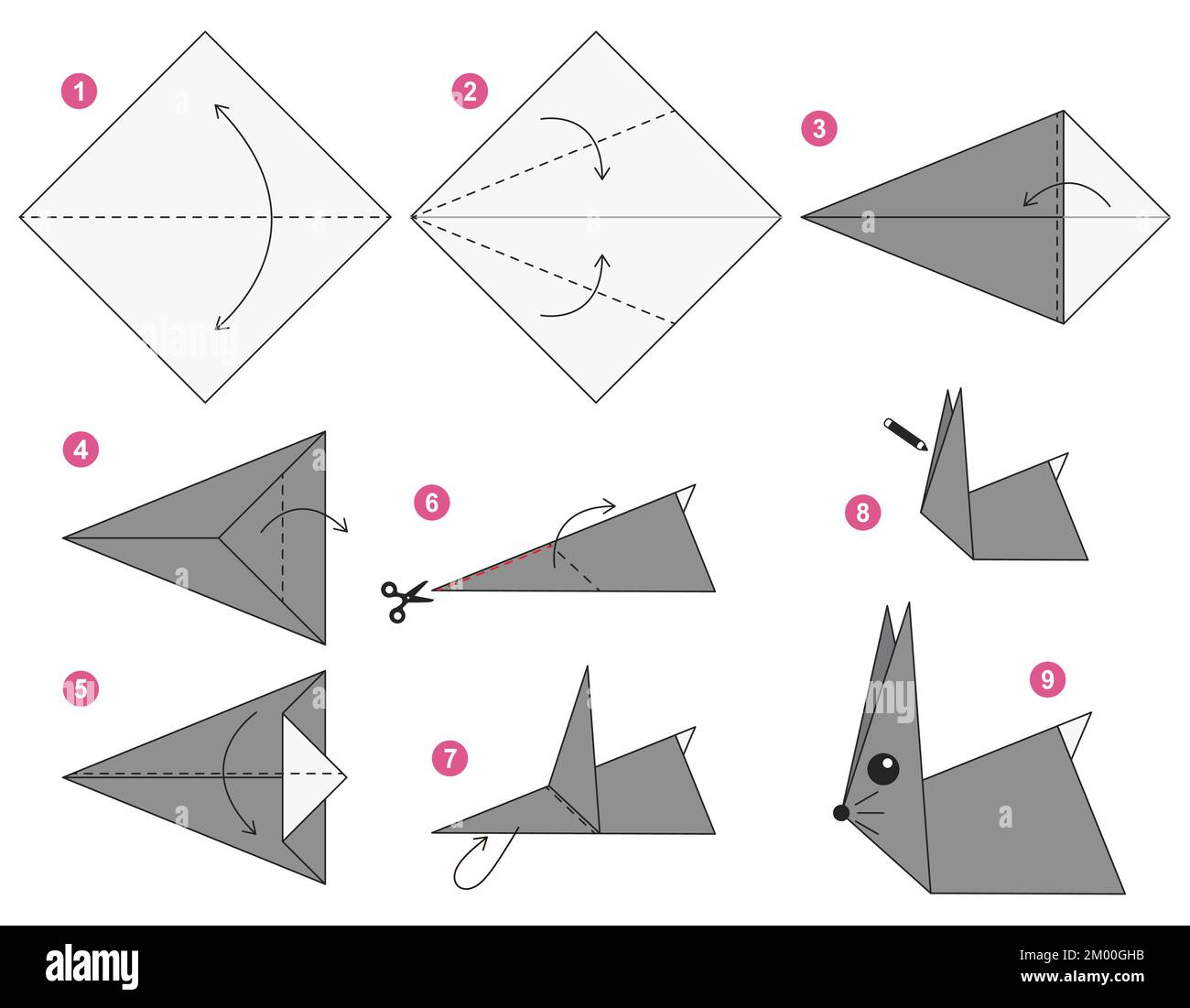 Origami di coniglio Immagini Vettoriali Stock - Alamy