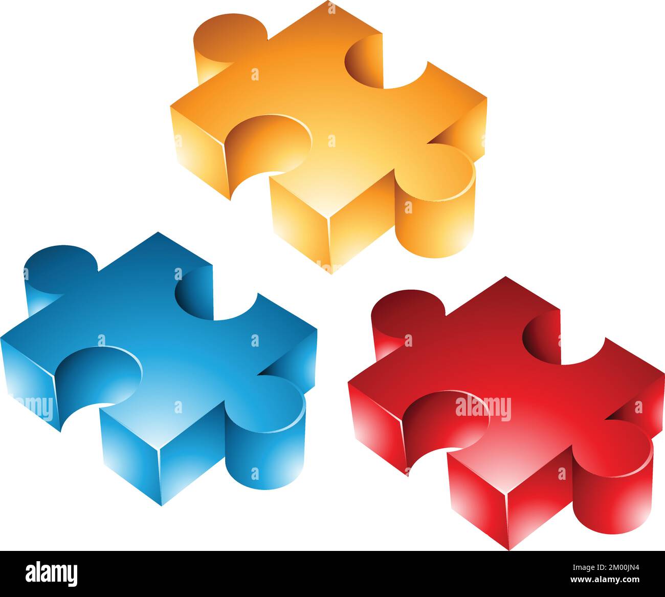 Pezzi di seghetto rosso blu e giallo su sfondo bianco Illustrazione Vettoriale