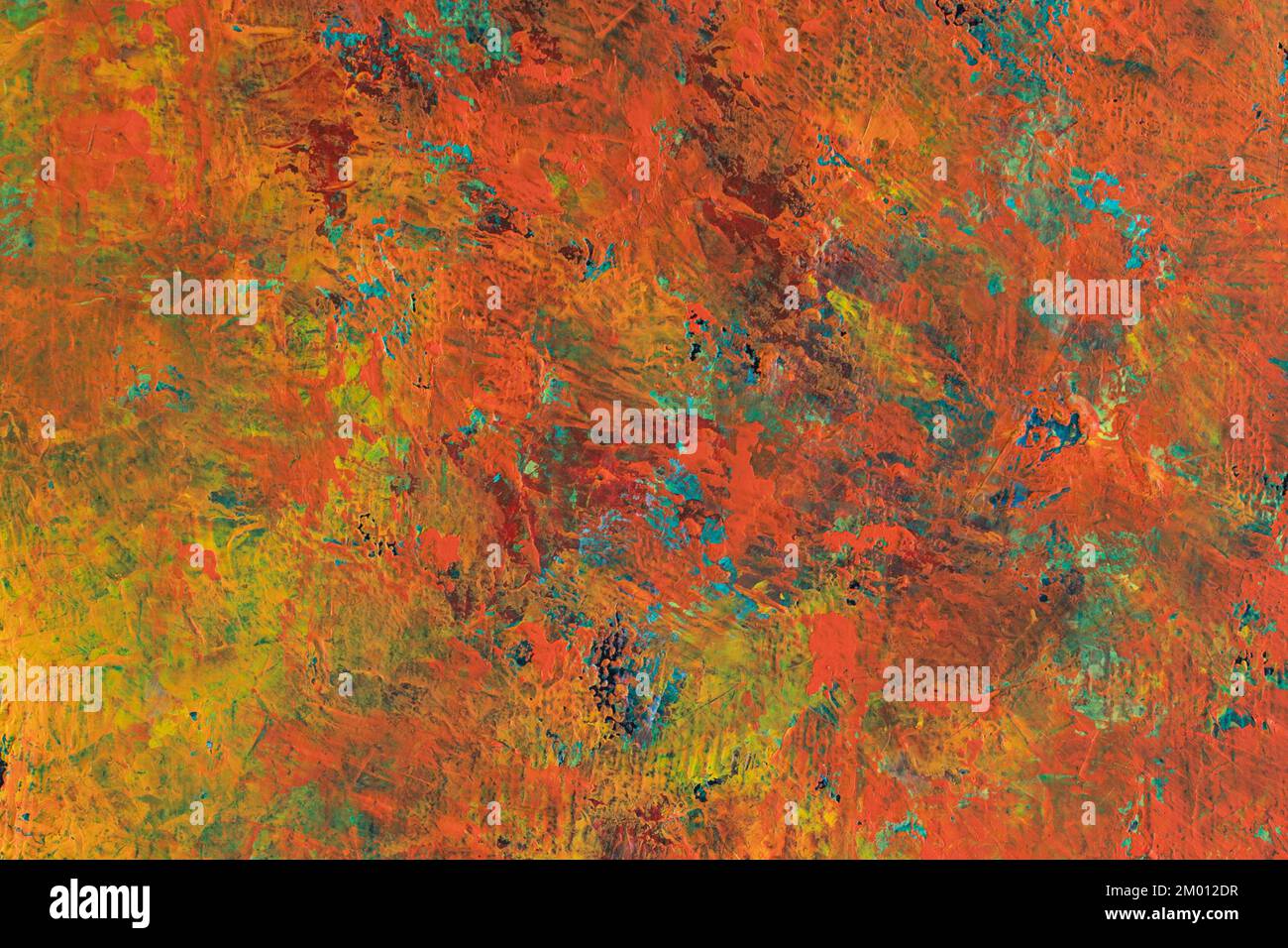 Immagine di Abstract tessuto dipinto ad olio con colori arancio e rosso Foto Stock
