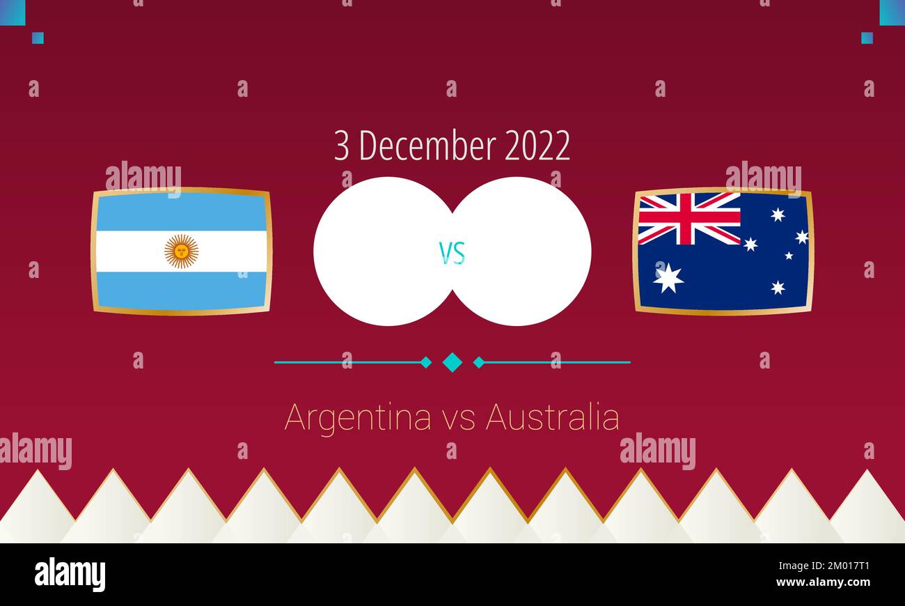 Argentina vs Australia partita di calcio nel turno del 16, gara internazionale di calcio 2022. Icona Versus. Illustrazione Vettoriale