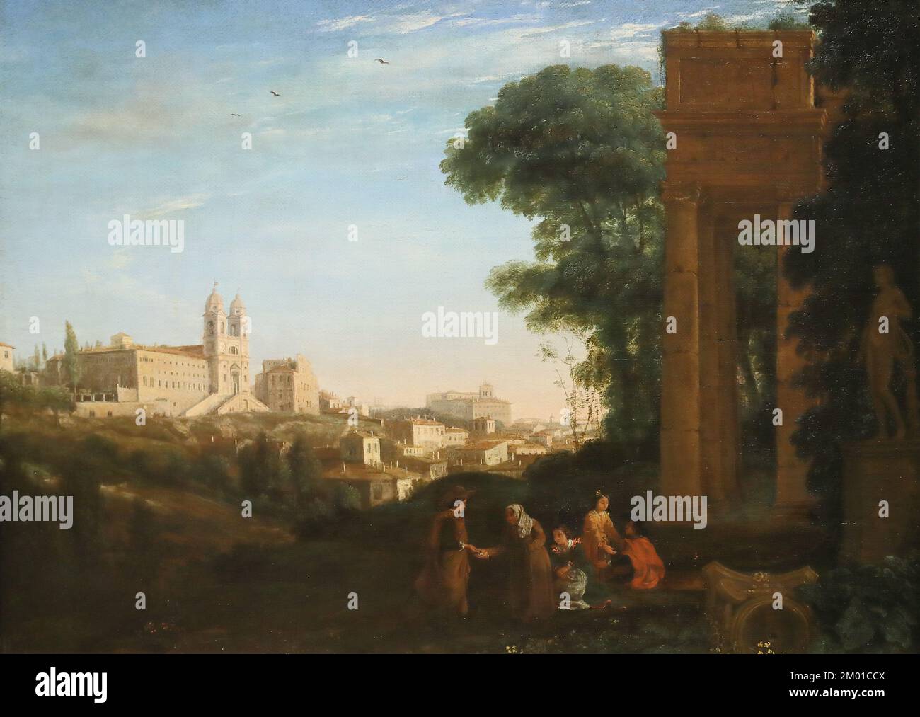 A View in Rome by French Baroque painter Claude at the National Gallery, London, UK Foto Stock