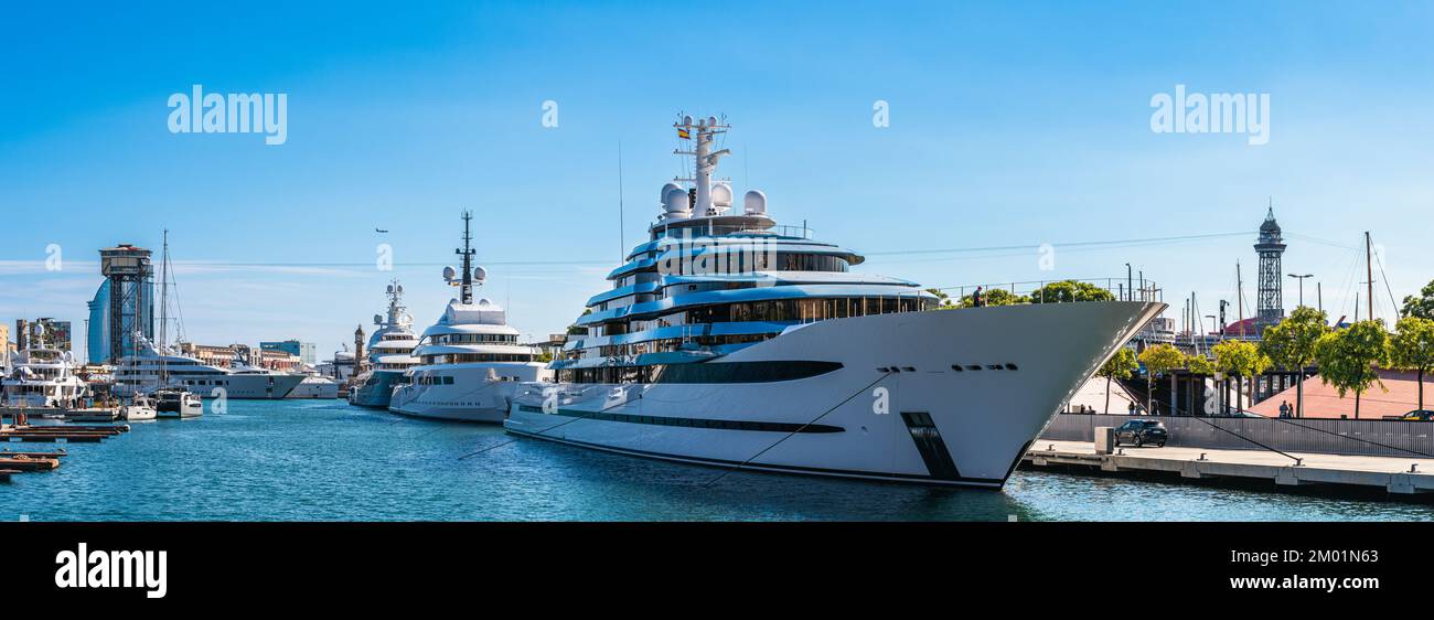 Super Yachts nel porto di Barcellona, Spagna, Europa Foto Stock