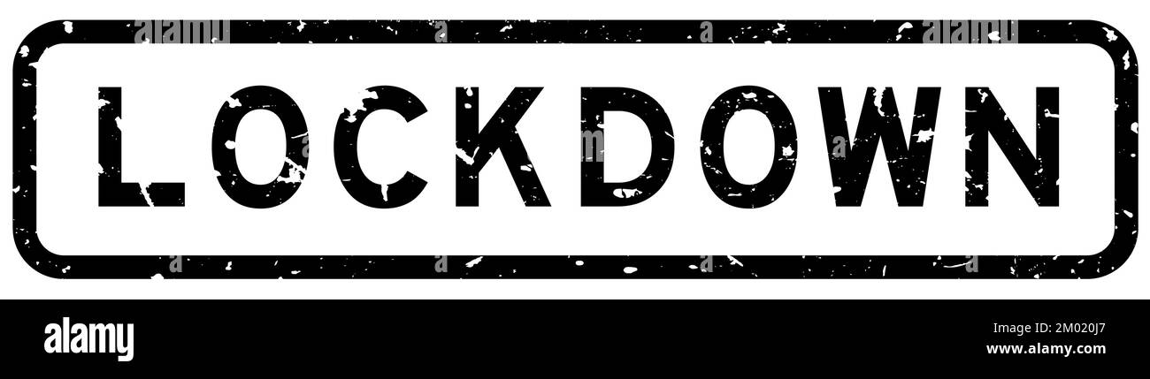 Grunge nero lockdown parola quadrato sigillo di gomma timbro su sfondo bianco Illustrazione Vettoriale
