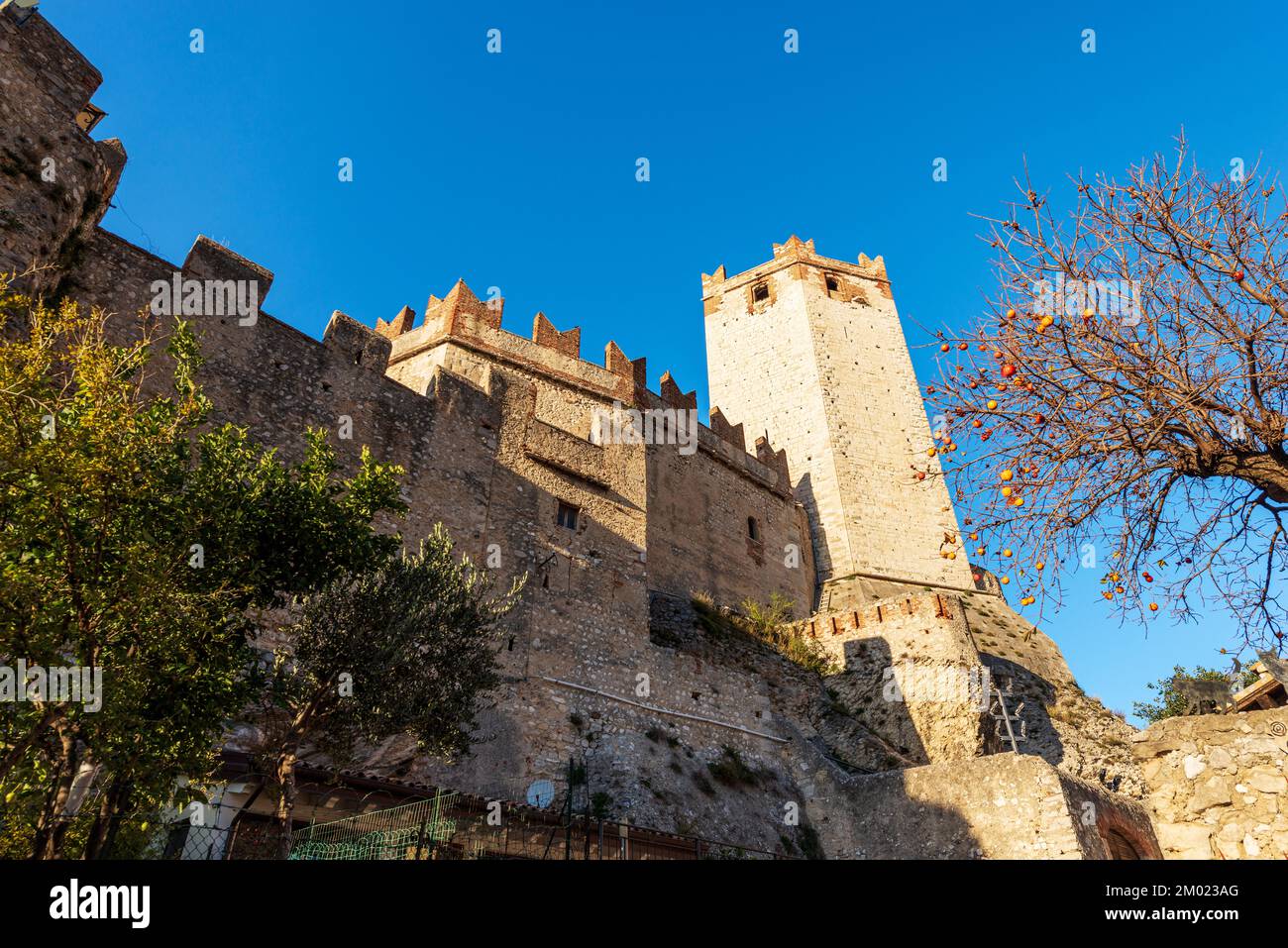 Castello Scaligero medievale di Malcesine, località turistica sulla costa del Lago di Garda. Provincia di Verona, Veneto, Italia, Sud Europa. Foto Stock