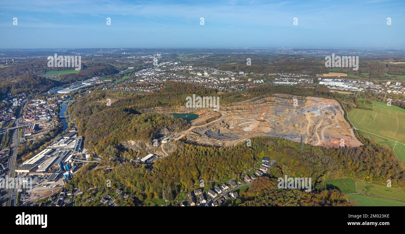 Veduta aerea, cava di Steltenberg, Hagen, Hohenlimburg, zona della Ruhr, Renania settentrionale-Vestfalia, Germania, DE, Europa, vista dall'alto, Fotografia aerea, ove Foto Stock