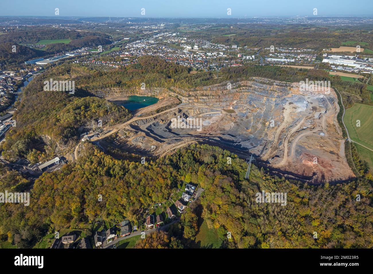 Luftbild, Steinbruch Steltenberg, Hagen, Hohenlimburg, Ruhrgebiet, Nordrhein-Westfalen, Deutschland, DE, Europa, vista dall'alto, Luftaufnahme, Luftbi Foto Stock