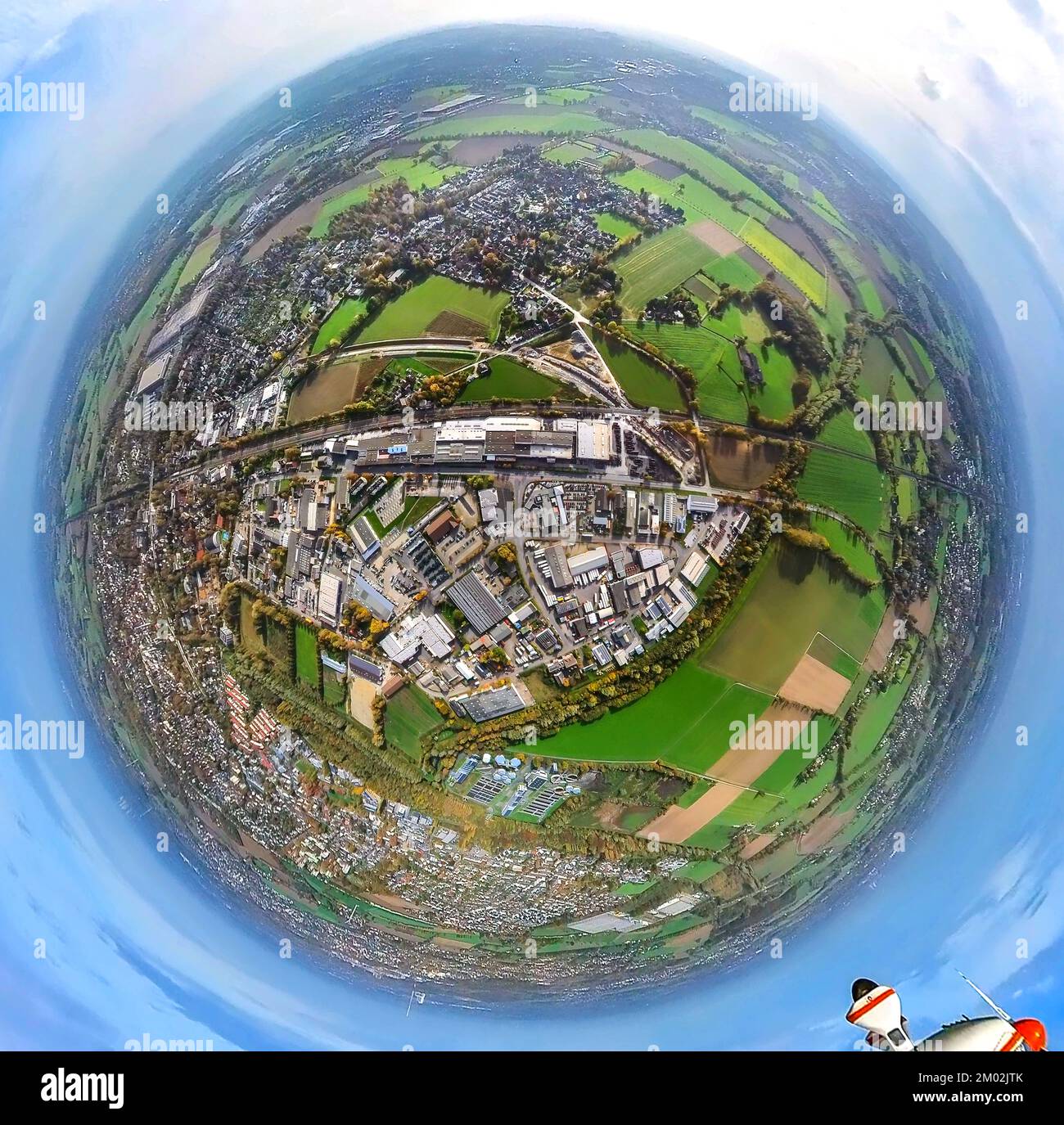 Vista aerea, tangenziale sud cantiere di costruzione, centro sportivo a Hemsack, zona industriale Hemsack tra Wilhelm-Bläser-Straße e Westicker Straße, fis Foto Stock