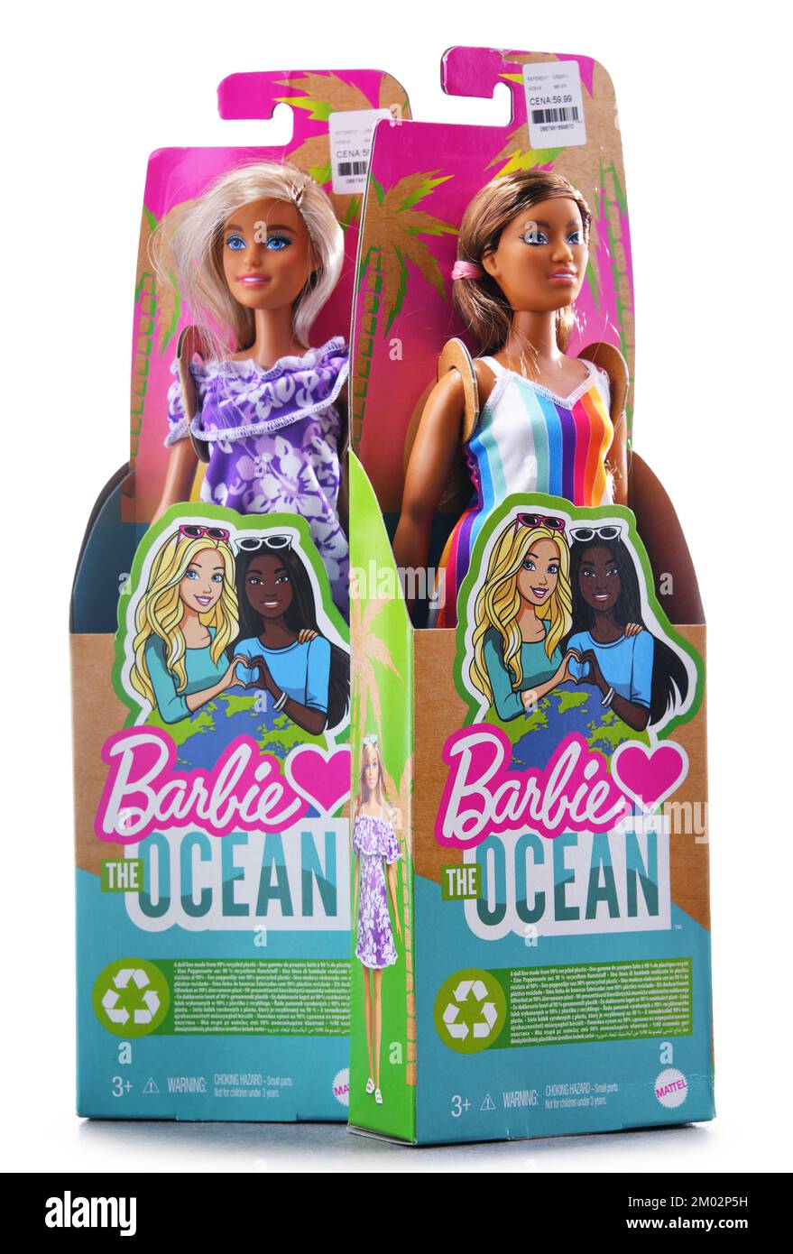 POZNAN, POL - SEP 23, 2021: Bambole Barbie della collezione Ocean, in plastica riciclata Foto Stock