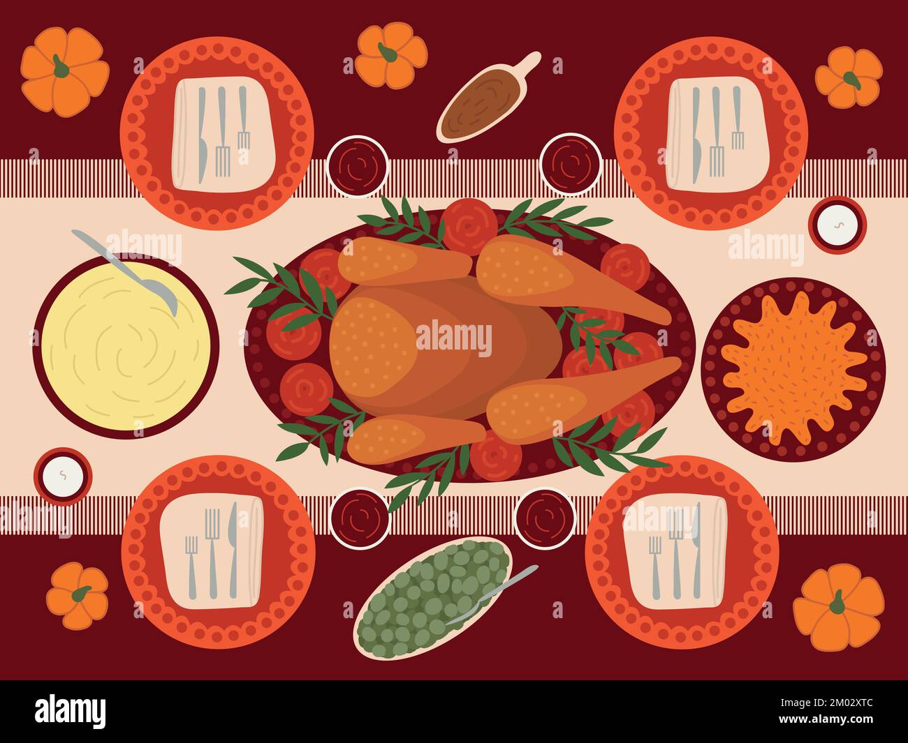 thanksgiving tacchino e altri piatti Illustrazione Vettoriale