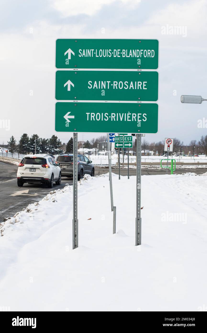Indicazioni stradali per Saint-Simon, Quebec, Canada Foto Stock