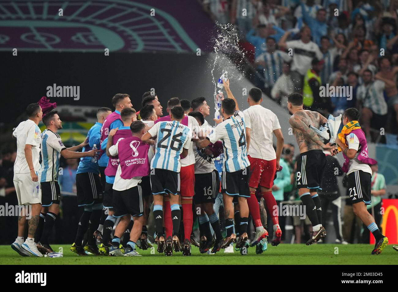 Giocatori argentini durante la Coppa del mondo FIFA, Qatar. , . Al Rayyan, Qatar. (Foto di Bagu Blanco/Pressinphoto/Sipa USA) Credit: Sipa USA/Alamy Live News Foto Stock