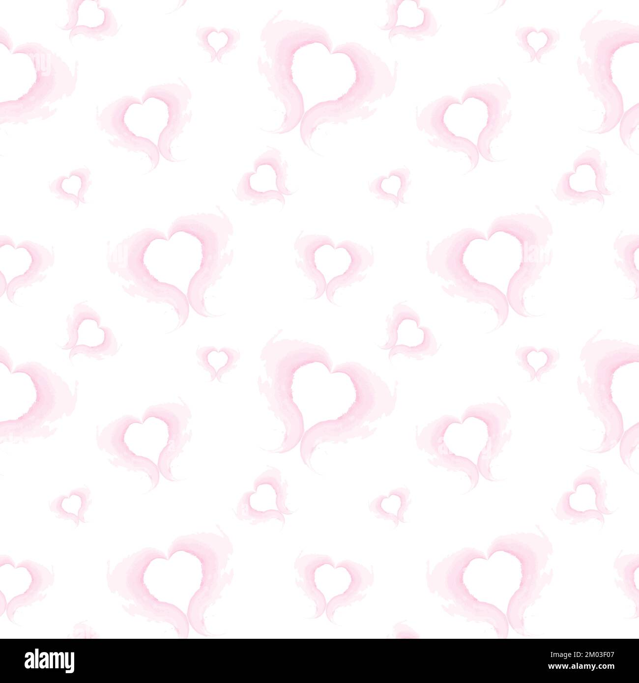 Infinite pennellate astratte a forma di cuori in delicate tonalità rosa acquerello. Buon San Valentino. Isolare. Buono per lettere, sfondo, poster, scheda, brochure, prezzo o etichetta. EPS Illustrazione Vettoriale