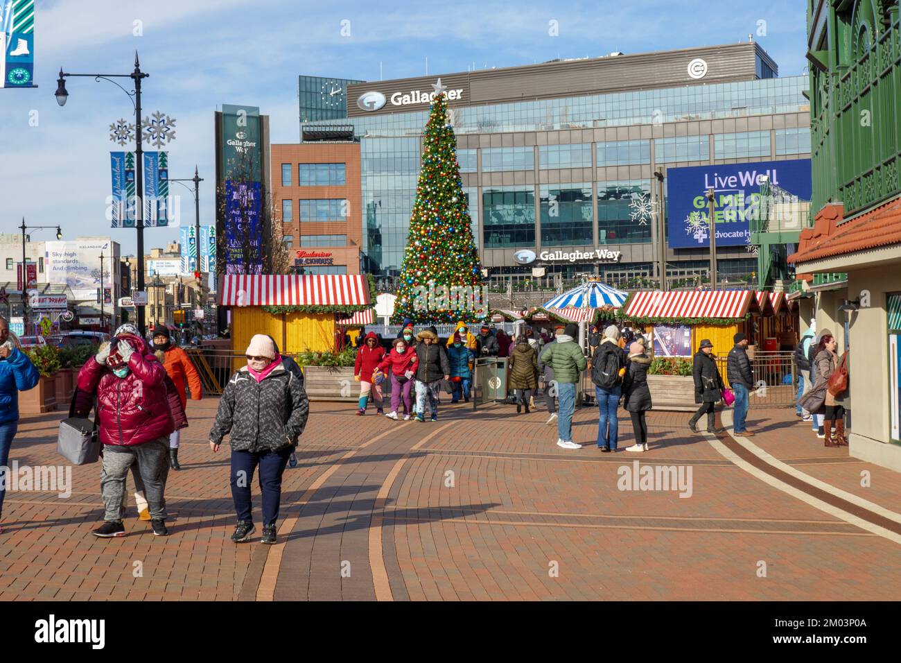 Christkindlmarket a Wrigley Field, Chicago, Illinois. Foto Stock